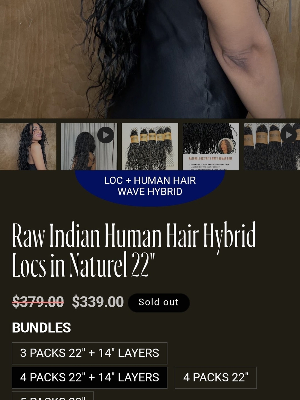 Raw Indian Human Hair Hybrid Locs in Natural 22" - Black